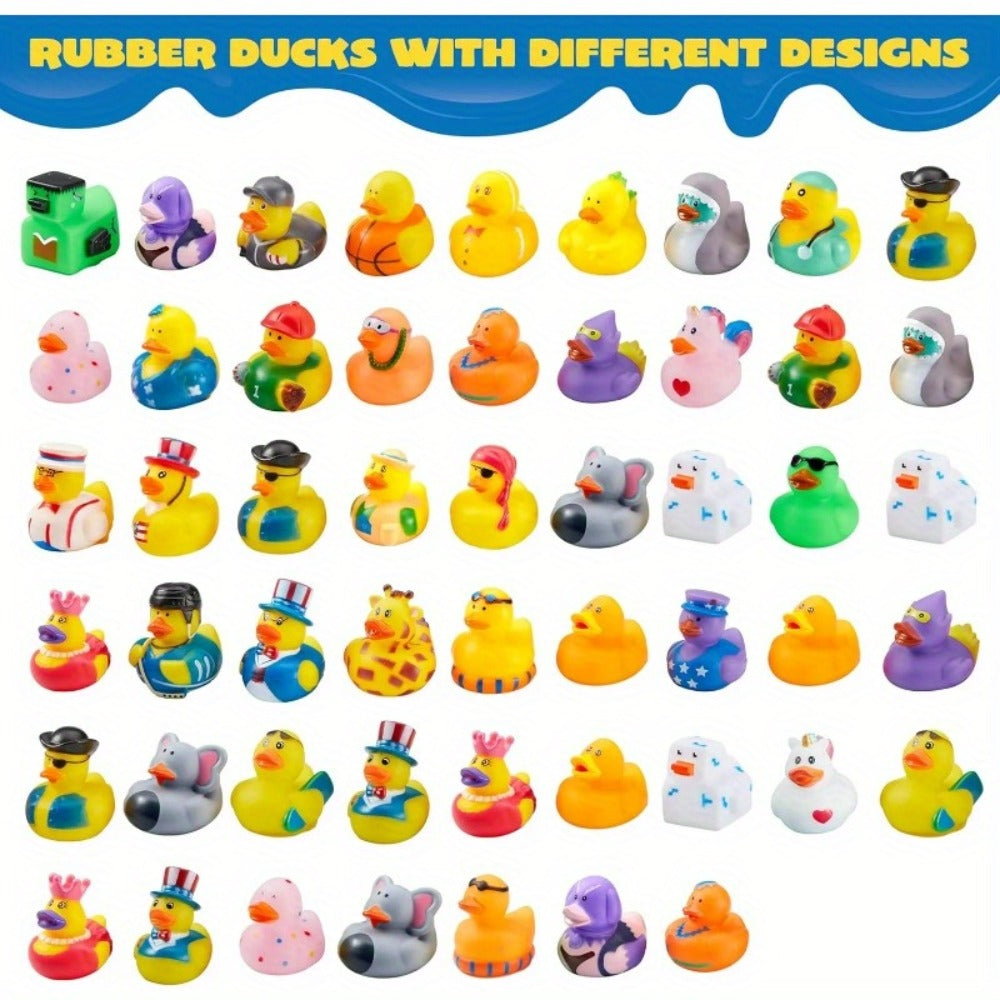 Mini Rubber Ducks 15 Pack with Mesh Bag – Assorted 2-Inch Multicolor Bath Duckies for Kids Birthday Party Favors, Pool Games, Baby Shower Decorations, Easter Basket & Goodie Bag Stuffers