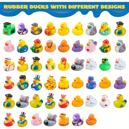 Mini Rubber Ducks 15 Pack with Mesh Bag – Assorted 2-Inch Multicolor Bath Duckies for Kids Birthday Party Favors, Pool Games, Baby Shower Decorations, Easter Basket & Goodie Bag Stuffers