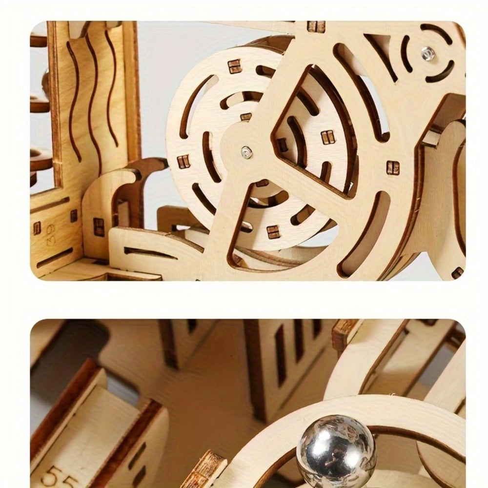 Wooden Ball Track Puzzle Model Kit – STEM Engineering Building Set for Adults & Teens, Kinetic Marble Run Expansion Sets A & B, Brain Teaser DIY Craft, Unique Birthday Gift for Men Women