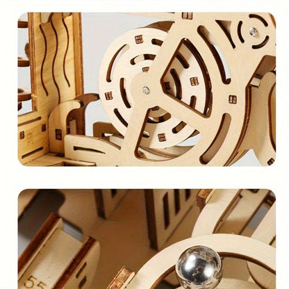 Wooden Ball Track Puzzle Model Kit – STEM Engineering Building Set for Adults & Teens, Kinetic Marble Run Expansion Sets A & B, Brain Teaser DIY Craft, Unique Birthday Gift for Men Women