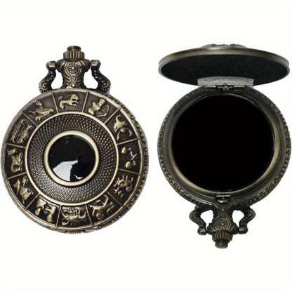 Obsidian Scrying Mirror Natural Healing Crystal Mirror with Bag – Divination, Meditation, Feng Shui & Spiritual Healing Tool, Animals Star & Moon Zodiac Designs, Gift for Crystal Lovers