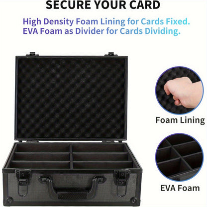 Trading Card Storage Box for 3x4 Top Loads 35pt Rigid Cards Holds 600 Plus – Sports Card Organizer Case with Lock for Pokemon Baseball Basketball Football Cards