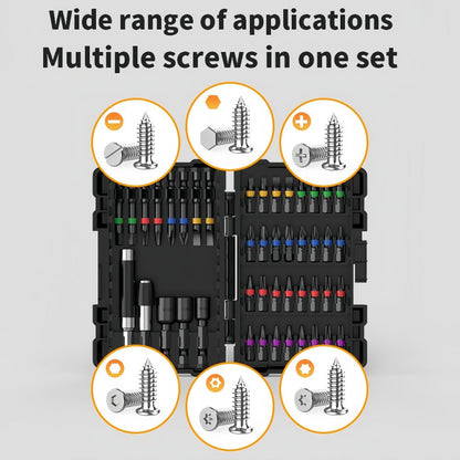 Impact Screwdriver Bit Set 45-Piece – Heavy-Duty Torx, Phillips, Flat & Square Bits with Storage Box, Compatible with Impact Drivers for Automotive, Home Repair & DIY Projects