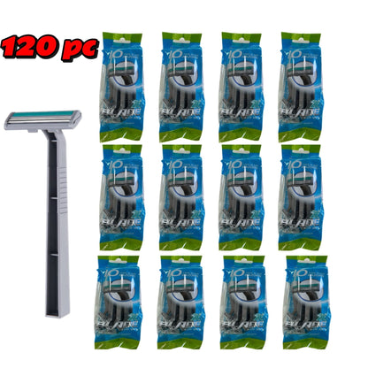 Disposable Razors Bulk 120 Pack Double Blade Stainless Steel — Fresh Smooth Close Shave for Men & Women, Face Legs Underarms Body Hair Removal, Hygienic Single-Use Value Set for Home Salon Gym Hotel Travel
