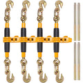 VEVOR Ratchet Chain Binder, 5/16"-3/8" Heavy Duty Load Binders, with G80 Hooks 7,100 lbs Secure Load Limit, Labor-saving Anti-skid Handle, Tie Down Hauling Chain Binders for Flatbed Truck Trailer, 4 P