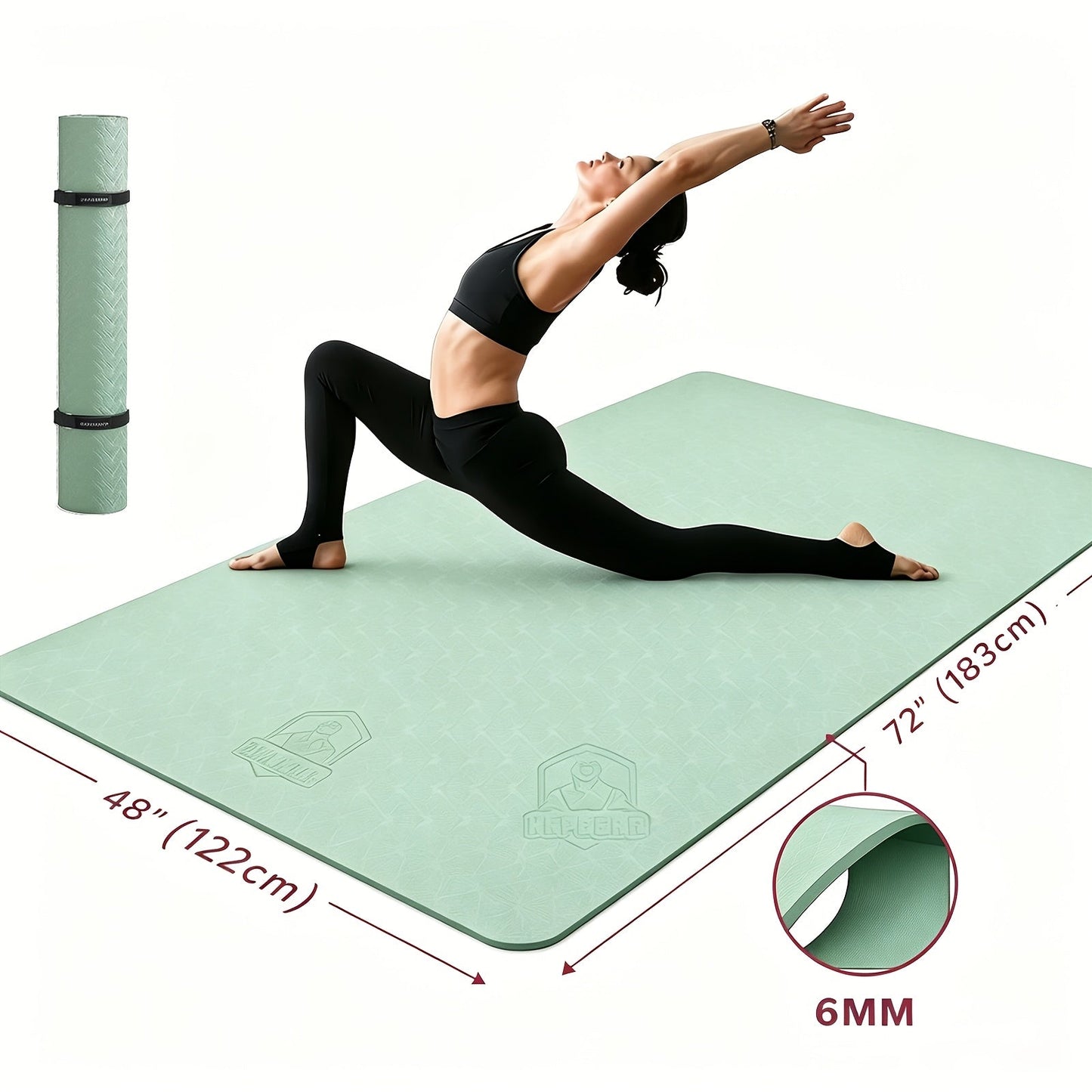 Extra Large Yoga Mat 6mm Thick – Non-Slip TPE Dual-Side Exercise Mat with Carry Bag for Yoga, Pilates, Stretching & Home Workouts – Multiple Sizes & Colors