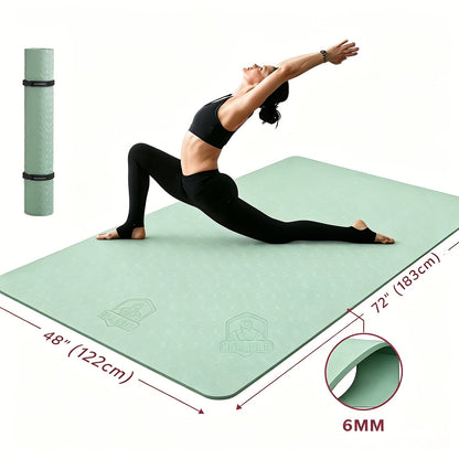 Extra Large Yoga Mat 6mm Thick – Non-Slip TPE Dual-Side Exercise Mat with Carry Bag for Yoga, Pilates, Stretching & Home Workouts – Multiple Sizes & Colors