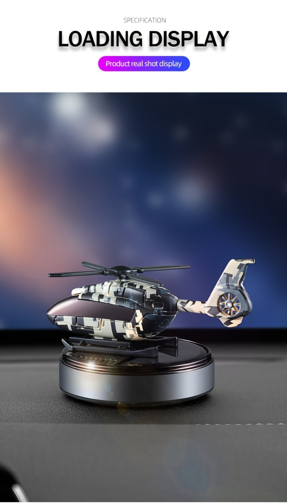 Car Air Freshener Solar Aromatherapy Diffuser Dashboard Helicopter Decoration Perfume Deodorant Auto Interior Accessories Gift for Men Women Alcohol-Free Essential Oil Scent