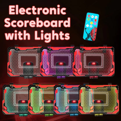 Indoor Basketball Hoop for Kids Over the Door – Light Up LED Scoreboard 4 Balls Air Pump 3 Game Modes 7 Light Shows, Active Sport Toy Gift for Boys Girls Ages 3 to 14 (Red)