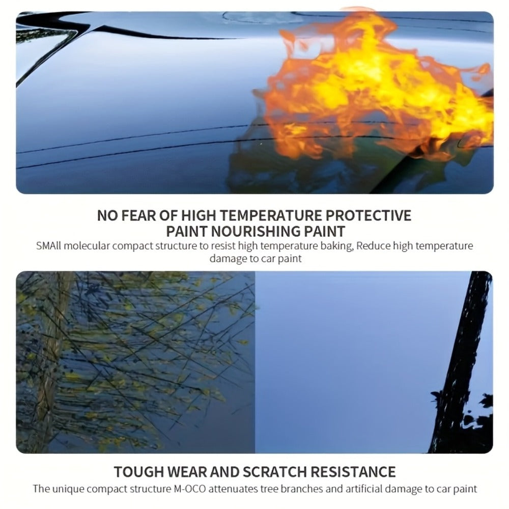 Ceramic Coating Spray for Cars - 3-in-1 Nano Polish, Scratch-Resistant Glossy Protective Layer, Compatible with All Paint Types, Includes Sponge & Towel (16.91oz)