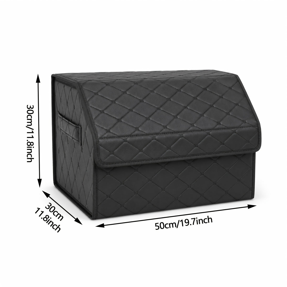 Faux Leather Car Trunk Organizer with Lid, Keep Your Trunk Tidy, Foldable Large Capacity Cargo Storage Box for Groceries, Tools, Sports Gear, Travel Essentials, Suvs, Sedans, And Trucks