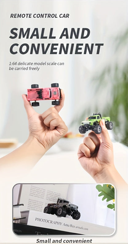 Mini RC Car 1/64 Scale High-Speed Off-Road Monster Truck – 2.4GHz Alloy Die-Cast Remote Control Car with Shock Absorber, All-Terrain Climbing RC Toy Gift for Kids Adults Boys