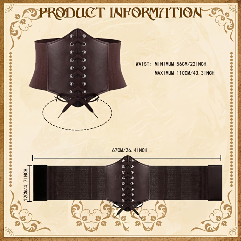 Renaissance Corset Set 5-Piece Ladies – Medieval Belt Pouch Potion Bottle Waist Protector, Women Halloween LARP Cosplay Renaissance Fair Outfit, Stage Prop & Photography Costume Gift
