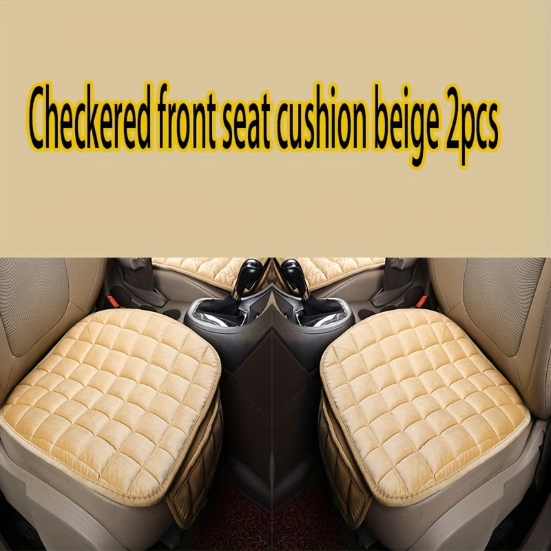 1/2/3pcs Plush Plaid Thickened Heat-Insulating Car Seat Cushions, Car Seat Front And Rear Seat Protection Pads, Non-Slip Protection Pads, Universal Car Interior, Suitable for Various Models of Breathable Car Seat Cushions