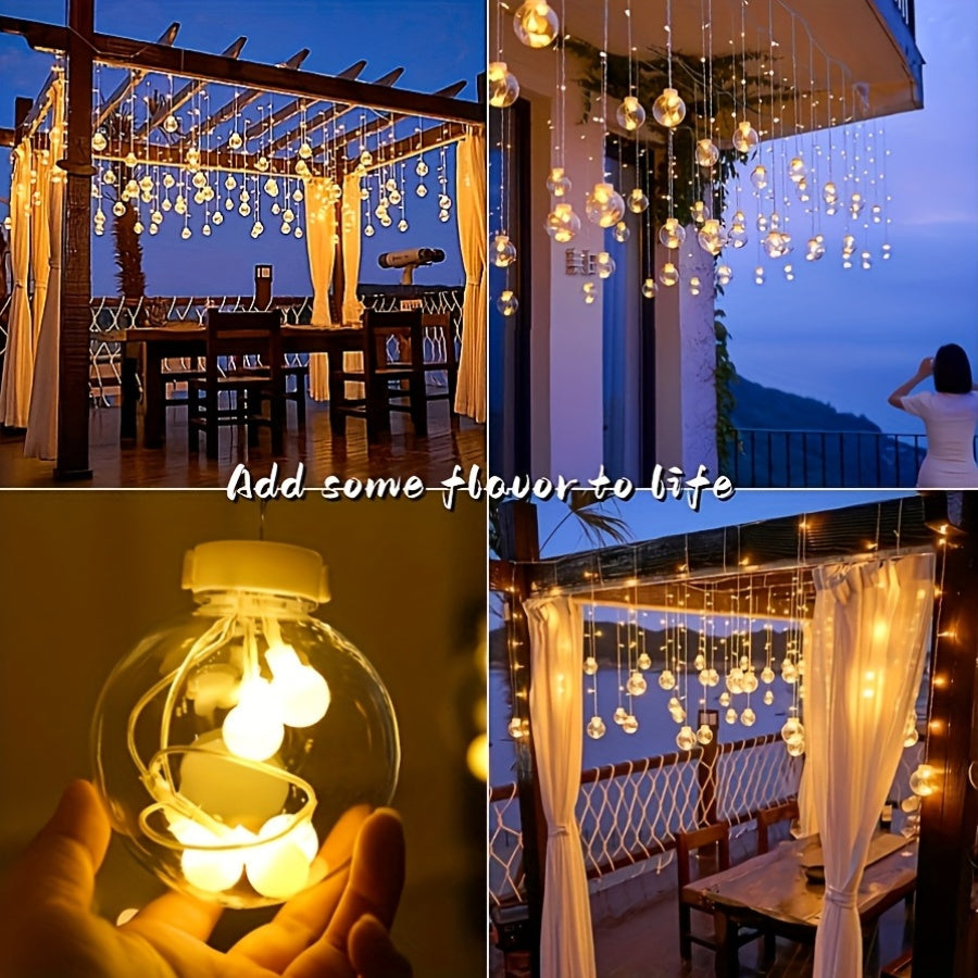 118.11" Wishing Ball String Lights with Remote Control, 2025 New Model, 8 Lighting Modes, 108 Leds, 12 Wishing Balls, Wall-Mounted, Plastic, for Home Gatherings, Party, Indoor Holiday Decorations, Car Additions, Room Decor, Mother'S Day Gifts