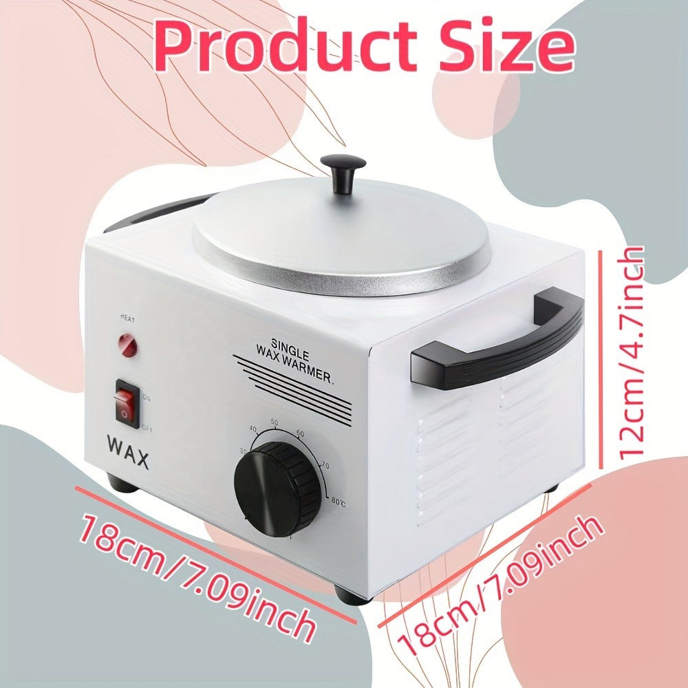 Electric Wax Warmer Kit Adjustable Temperature 0-100°C Aluminum Pot Anti-Scald — Professional Hair Removal Wax Heater Machine for Body Legs Arms Face, SPA Salon Home Use, White & Black