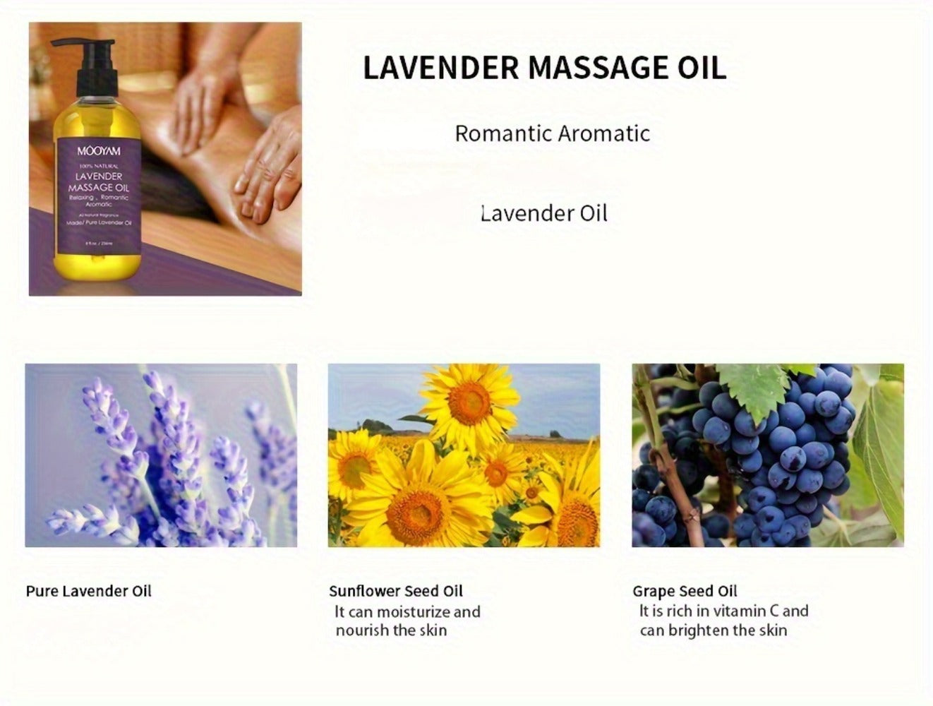 Body Massage Oil with Lavender, Nut Oil & Grapefruit - Deeply Moisturizing Aromatherapy Oil for Dry Skin, Relaxation & Nourishment, Lightweight Non-Greasy Formula for Women & Men