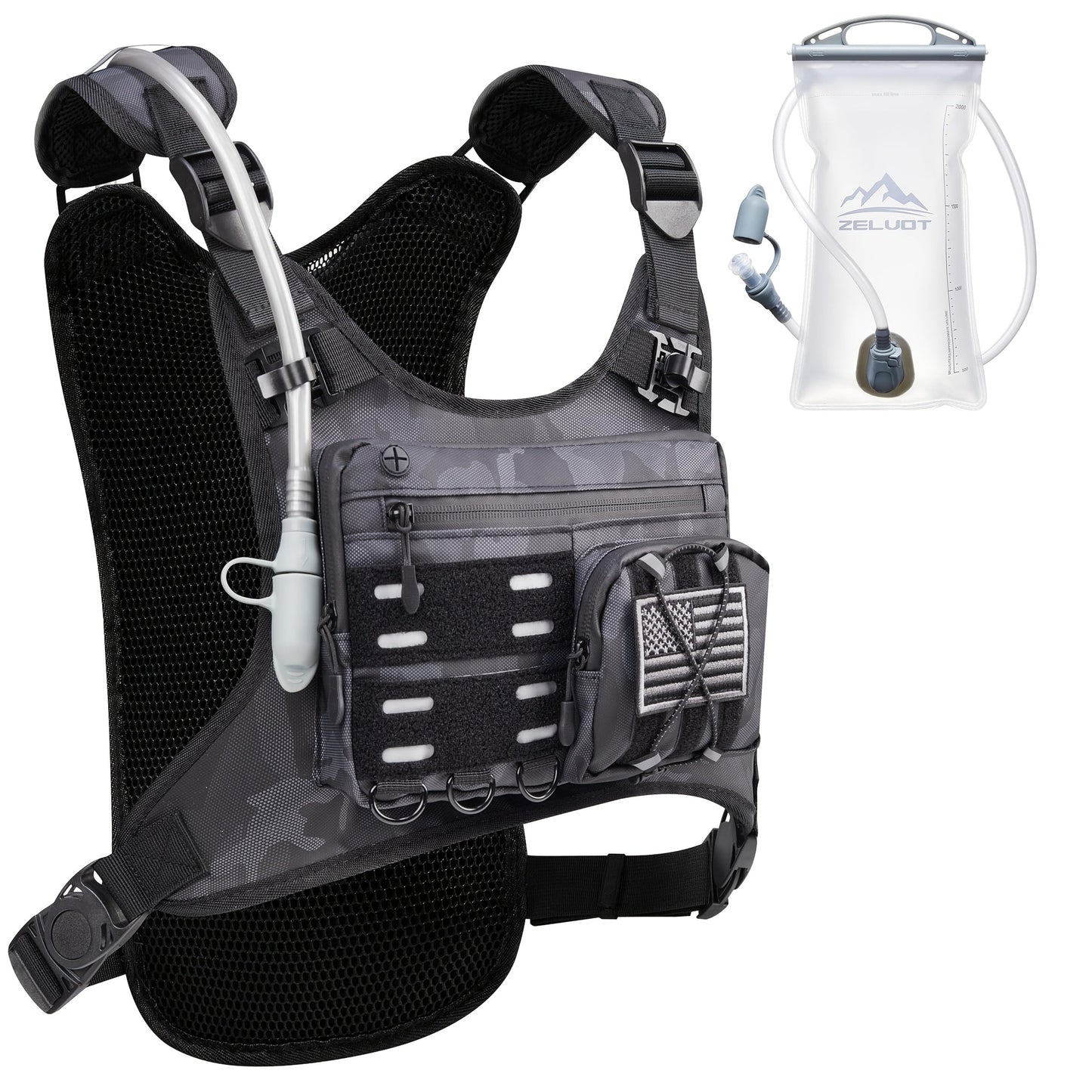 Running Hydration Vest with 2L Water Bladder – Lightweight Reflective Chest Pack for Men Women Marathon Trail Running