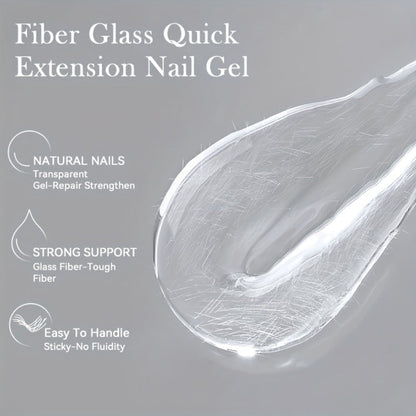 Nail Extension Builder Gel 3pcs - Fiberglass Construction Gel for Broken Nail Repair & Nail Extension, Clear UV LED Soak-Off Fiber Glass Gel Varnish, DIY Salon Nail Kit