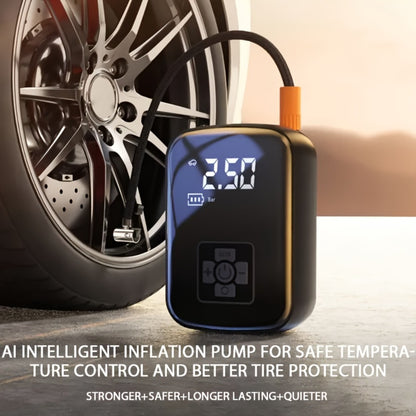 Portable Tire Inflator Air Compressor 150PSI 100W Cordless 4000mAh Digital Display 5 Modes USB-C Fast Charge for Car Motorcycle Bicycle Ball Auto Shut-Off Yellow Blue Black Silver