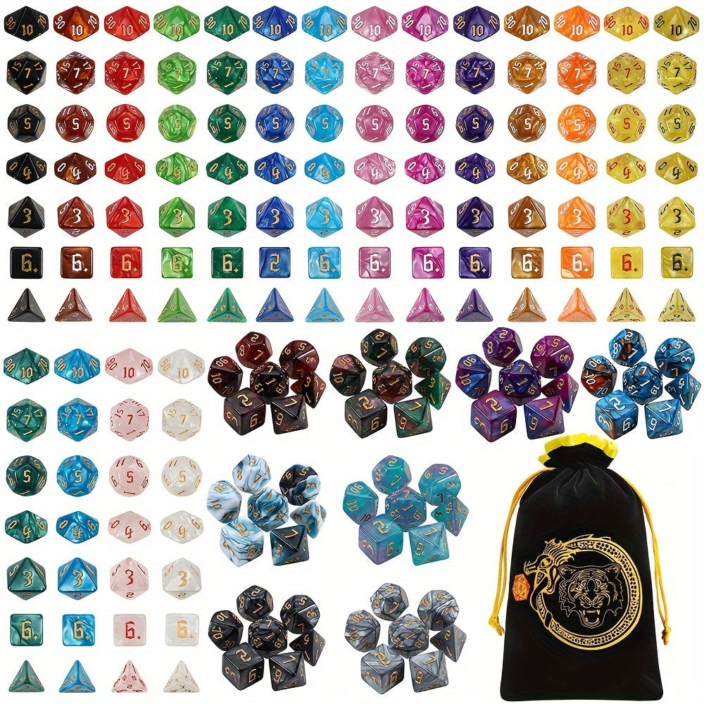 DND Dice Set 182pcs 26 Colors – Complete Polyhedral Dice with Flannel Bag D20 D12 D10 D8 D6 D4 for Dungeons and Dragons RPG MTG Tabletop Games Gift for Gamers
