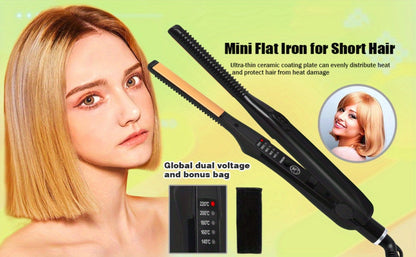 Root Crimper & Hair Straightener Curling Iron 2-in-1 with 4-Mode Adjustable Temp, Fast Heat-Up Wavy Hair Crimper Flat Iron for Women — Professional Salon & Home Travel Styling Tool, Black