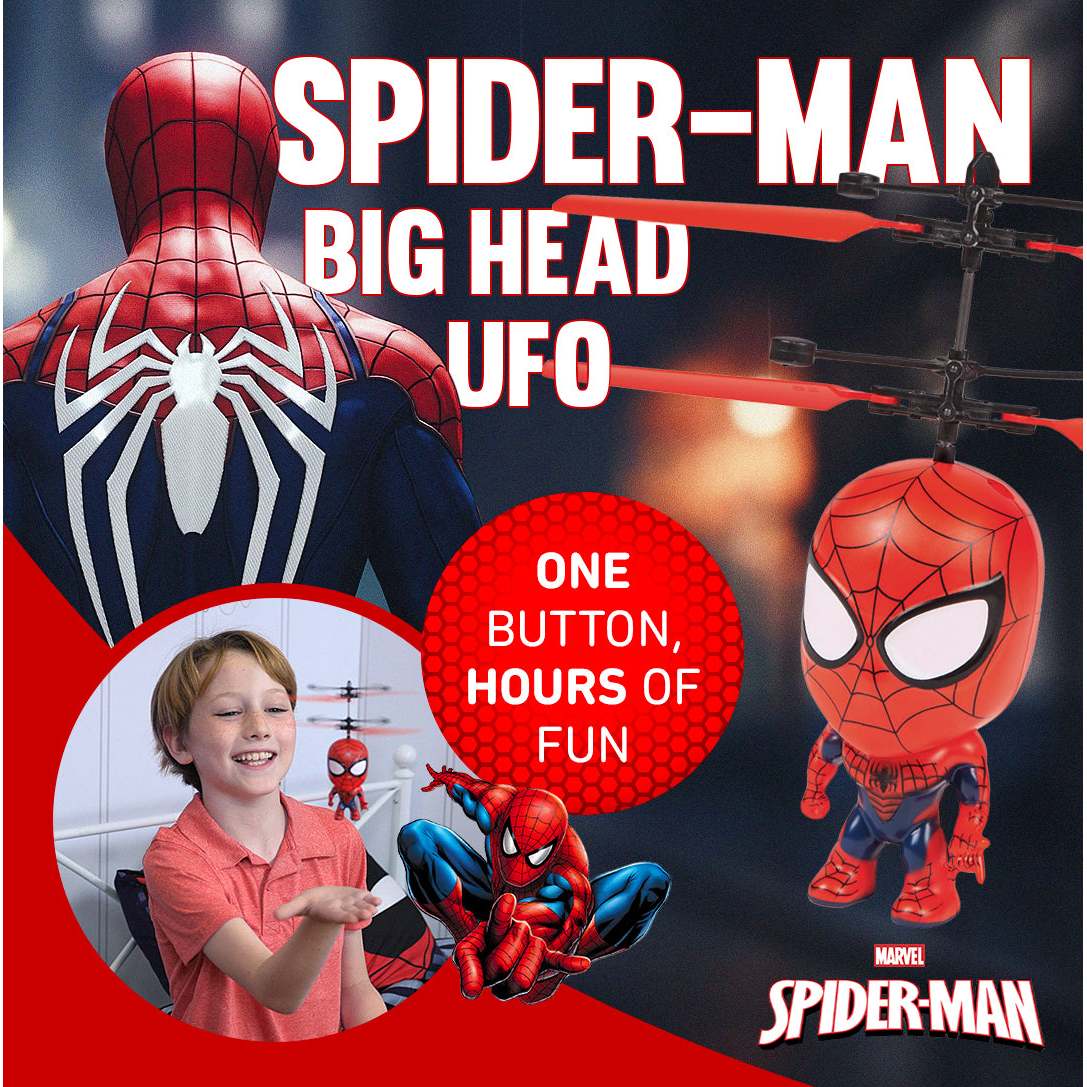 Marvel Spider-Man Flying Figure IR Helicopter Toy 3.5 Inch – Remote Control Infrared Superhero Copter for Kids Boys | Indoor Flying Toy | Best Birthday Christmas Gift Ages 5+