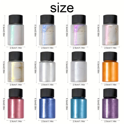 Aurora Nail Powder 12 Colors Chrome Pearl Glitter Neon Dust Holographic Iridescent Pigment Set for Chrome Nail Art Dipping Powder Decoration Nail Charms Gel Acrylic