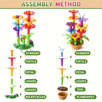 Flower Garden Building Toys for Kids 235 Pieces – STEM Educational Activity Brick Set Creative Floral Construction Toy for Boys & Girls Ages 3+, Best Birthday Easter Christmas Holiday Gift