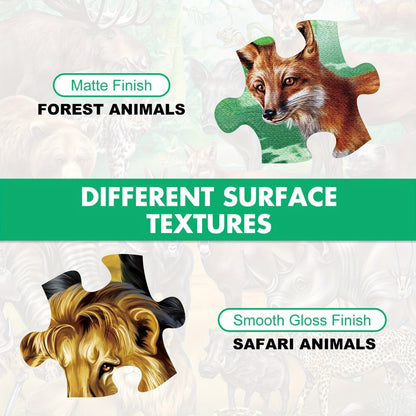 Double Sided Puzzle for Kids 100 Pieces Jungle Animals – 2-in-1 Jigsaw Educational Toy for Boys & Girls Ages 3 4 5 6 7 8, Fun Learning Activity, Birthday Christmas Thanksgiving Easter Gift