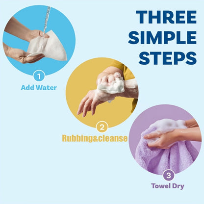 No-Rinse Disposable Bath Wipes 100pcs Large 11.81in - Foaming Body Cleansing Cloths Soap Sheets Just Add Water for Travel Camping Hiking Gym Outdoor Portable Waterless Body Wash