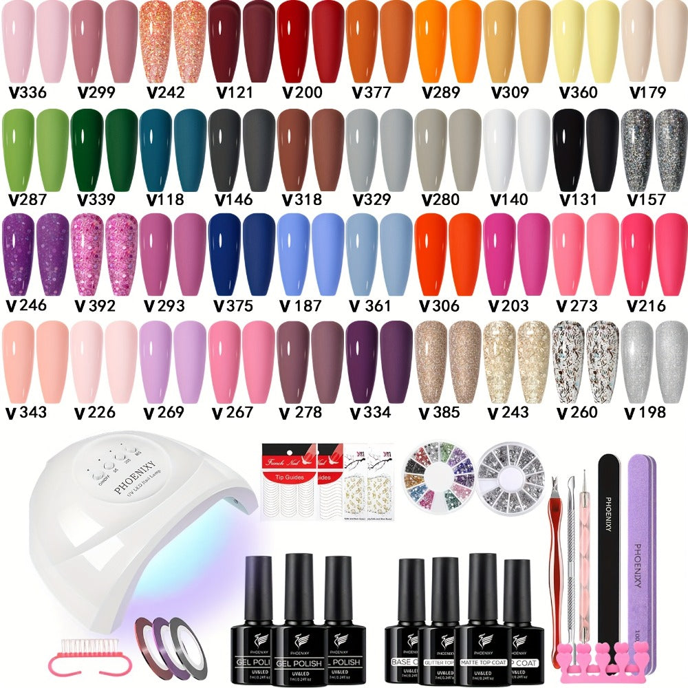 Gel Nail Polish Kit 61Pcs with UV Light & 40 Colors — Complete Starter Set with Base Coat, Top Coat, Manicure Tools, All-in-One Nail Art Kit for Beginners, Home Salon, Long-Lasting, Chip-Resistant, Gift for Women