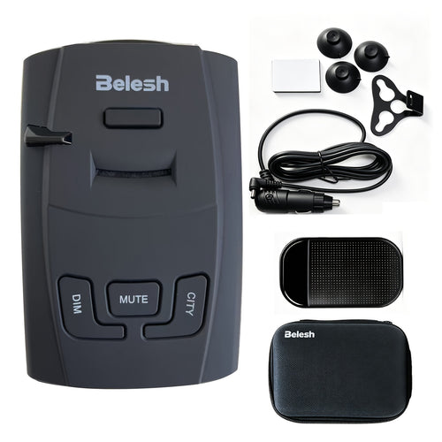 BELESH S360 Radar Detector for Cars - Long Range Laser & X/K/KA Band Detection, Voice Alerts, City/Highway Mode, VG-2 Undetectable, False Alert Filter, 360° P.C Speed Trap Warning System