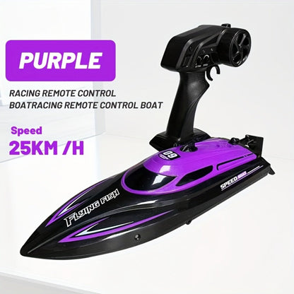 Remote Control Speedboat 25KM/H with Auto Flip Reset Night Light & Low Battery Alert – High Speed RC Boat for Pool Lake Kids Adults Birthday Christmas Gift Yellow Blue Green