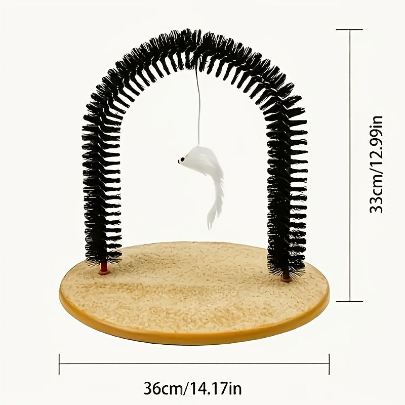 Cat Arch Self-Grooming Toy with Massage Bristles – Interactive Scratch & Groom Station for Cats and Kittens, Stimulating Rubbing Arch, Stress Relief & Hair Removal