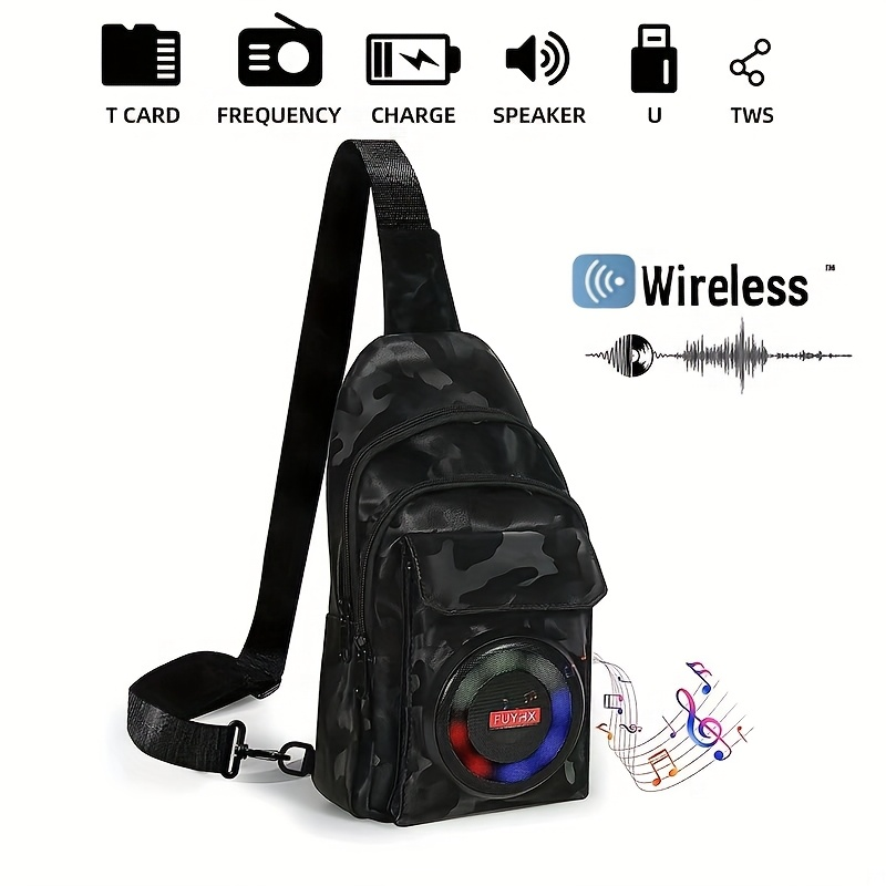 Portable Speaker Chest Bag with Built-in Amplifier, Tour Guide Wearable Sound System, USB Charging Crossbody Bag for Outdoor Park Strolls, Teaching & Sightseeing
