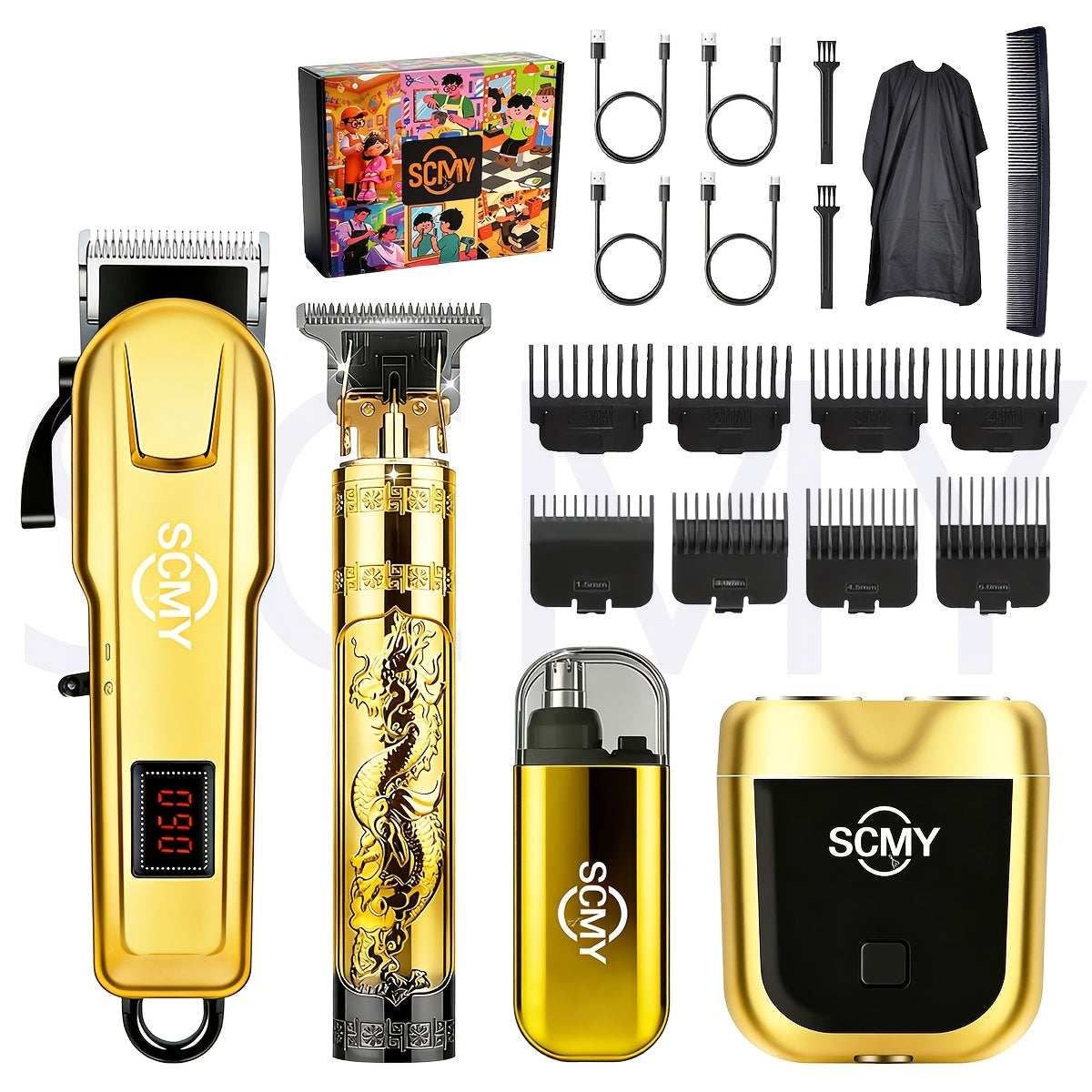 Cordless Hair Clipper Set for Men & Women — Professional Wireless Barber Clippers with T-Blade Trimmer, LED Screen, Adjustable Taper Lever, Rechargeable USB, Steel Blades, Home & Travel Grooming Kit