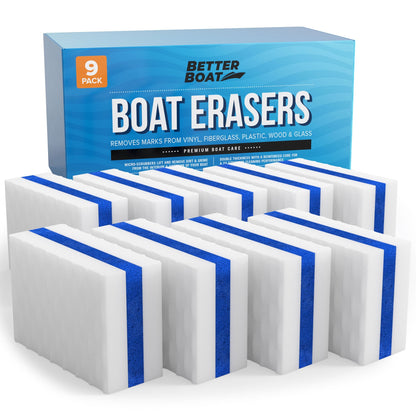 Boat Eraser Cleaning Sponge – No Bleach Magic Scrubber for Deck, Hull, Vinyl & Fiberglass – Removes Scuffs, Dirt & Grease on Pontoon, Fishing & Jon Boats (3, 9 or 12 Pack)