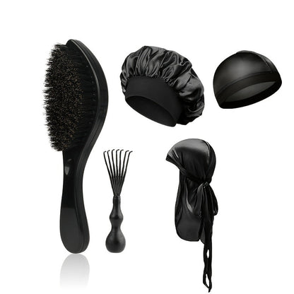 360 Wave Brush for Men with Heavy-Duty Nylon Bristles & Non-Slip ABS Handle — Professional Wave Training, Curl Defining & Updo Styling Tool for All Hair Types, 1pc or 5-Piece Set
