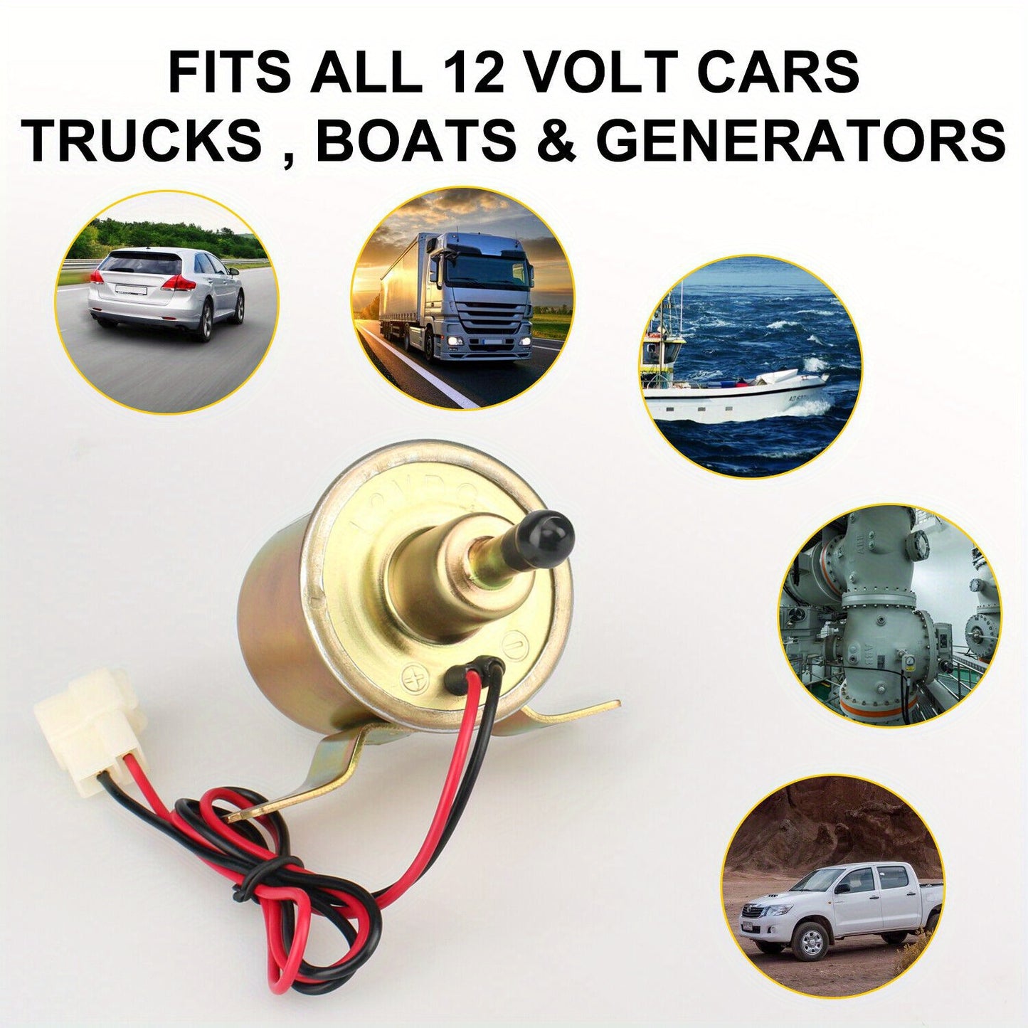 Universal Electric Fuel Pump Kit for All 12V Cars Trucks Boats Carburetor Lawn Mower