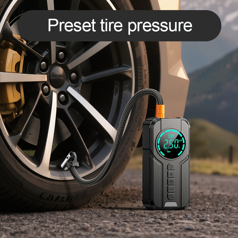 12000A-18000A 7-in-1 Vehicle Emergency Starter Power Bank with Extended Smart Jump Cables, Fast Charging, Large Display, LED Lighting, Compatible with All Gas/Diesel Engines (2.64 Gallons), Quick Vehicle Start, And Air Pump Function