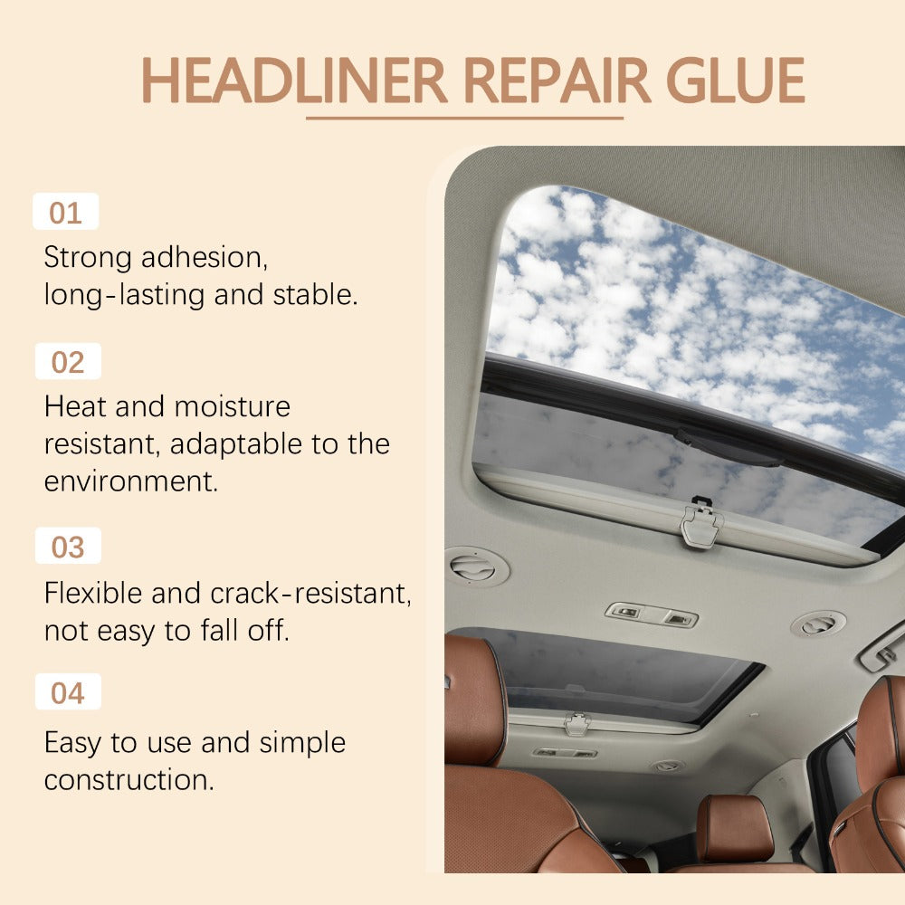 Car Interior Adhesive & Roof Repair Glue – Fabric, Leather & Plastic Headliner Repair Gel for Auto Interiors