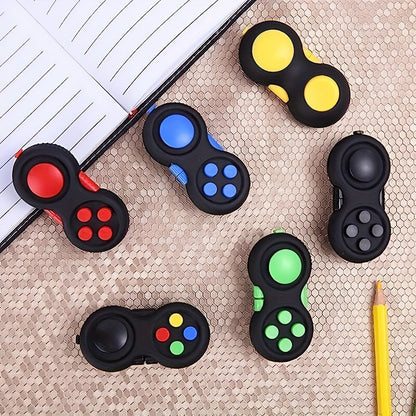Fidget Controller Cube 3-Pack – 8 Fidget Options Stress Relief Toy for Kids Adults ADHD Anxiety | Clickable Buttons Joystick Roller Assorted Colors