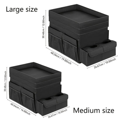 Car Seat Organizer with Cup Holder & Cooler Compartment – Multi-Pocket Backseat Storage Bag for Adults, Front & Rear Seat Travel Tray, Sturdy Handles, Neutral Design, Medium & Large