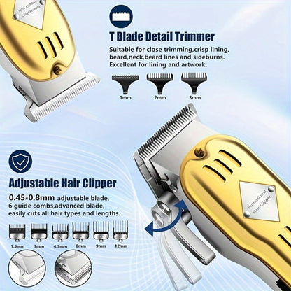 Foil Shaver Grooming Kit for Men 3-in-1 – Hair Clipper Detail Trimmer Adjustable Blades USB Rechargeable LCD Display Complete Barbershop Accessories Set Holiday Gift for Him