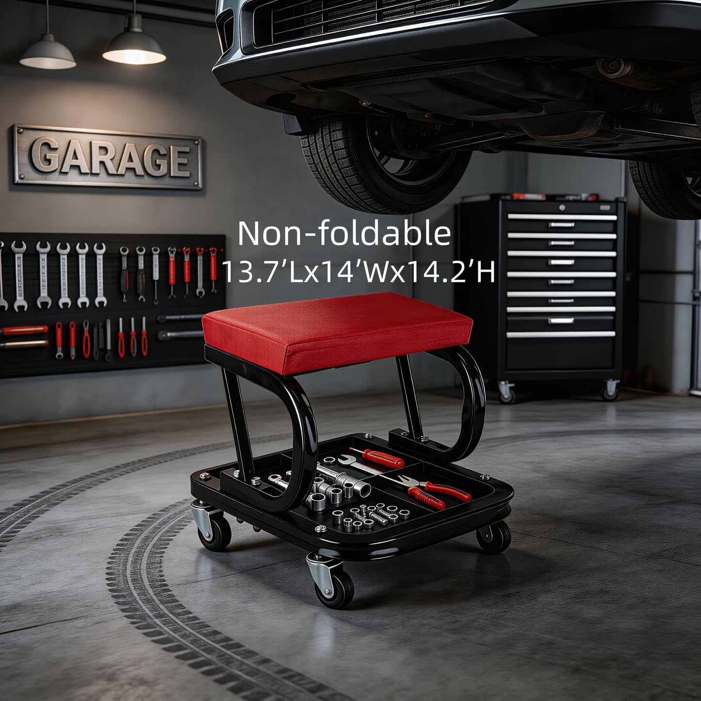 Shaped Wheeled Creeper Stool(Sold Separately), Foldable/Non-Foldable Crawler Mechanic Seat, 300 Lb Load Capacity with 6 2.5-Inch Casters, Great Gift for Men