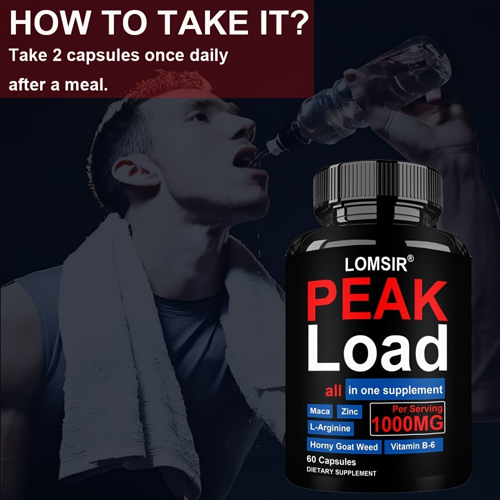 Men's 7-in-1 Performance Capsules 1000mg with L-Arginine, Zinc & Vitamin B6 - Botanical Blend for Energy, Testosterone, Blood Flow & Male Vitality - Stimulant-Free Daily Supplement 60 Count