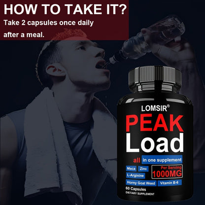 Men's 7-in-1 Performance Capsules 1000mg with L-Arginine, Zinc & Vitamin B6 - Botanical Blend for Energy, Testosterone, Blood Flow & Male Vitality - Stimulant-Free Daily Supplement 60 Count