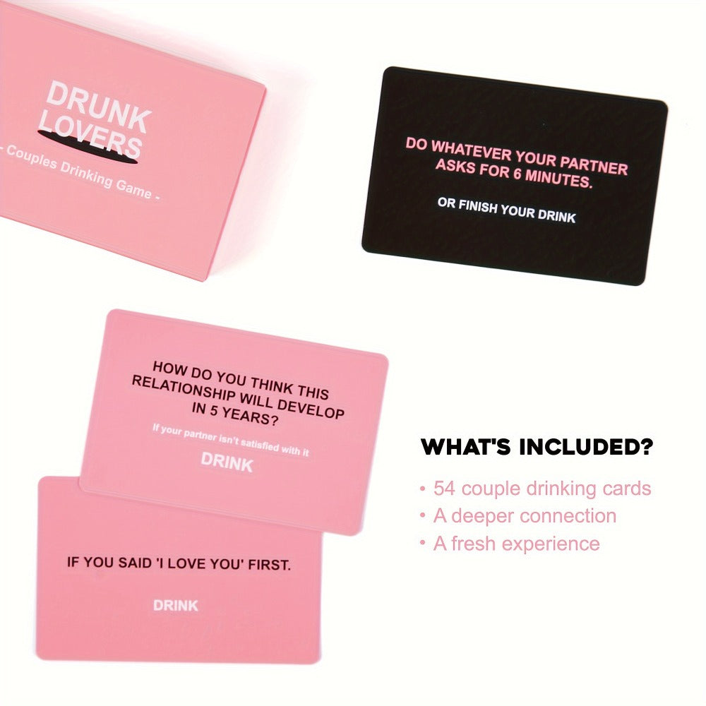 Drunk Lovers Couple Card Game – 54-Card Date Night Drinking Game for Couples | Dares, Flirty Fun & Intimacy | Anniversary Valentine's Day Wedding Gift