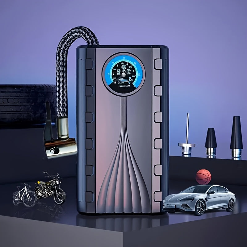 Ultra-Fast Inflatable Portable Air Compressor, Tire Inflation Pump, 12V, Pointer Display Precise Pressure. Suitable for Cars, Motorcycles, Bicycle Tire Inflation, Outdoor Air Cushions, Ball Inflation, Battery-Free